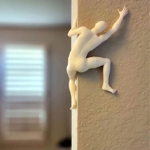 Unik klättrare skulptur väggdekor, industriell harts klättring man väggskulptur unik kinetisk väggkonst för modern indu