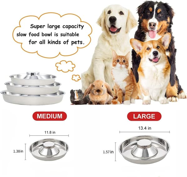 2-pack Rostfritt Stål Långsam Matning Hundskålar, Valp Avvänjnings Skål