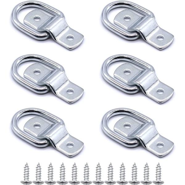 6 stk. Festestropper D-ringer, Heavy Duty Rustfritt Stål Festestropper