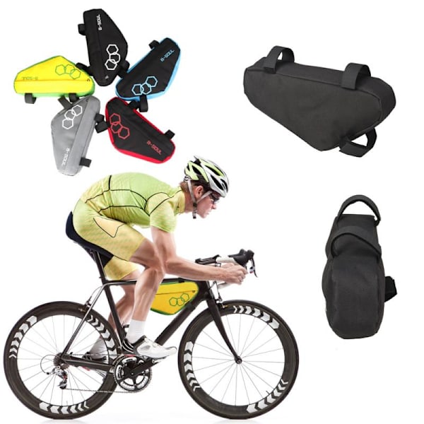 Vandafvisende cykelpose, gulgrøn polyester cykel trekant b