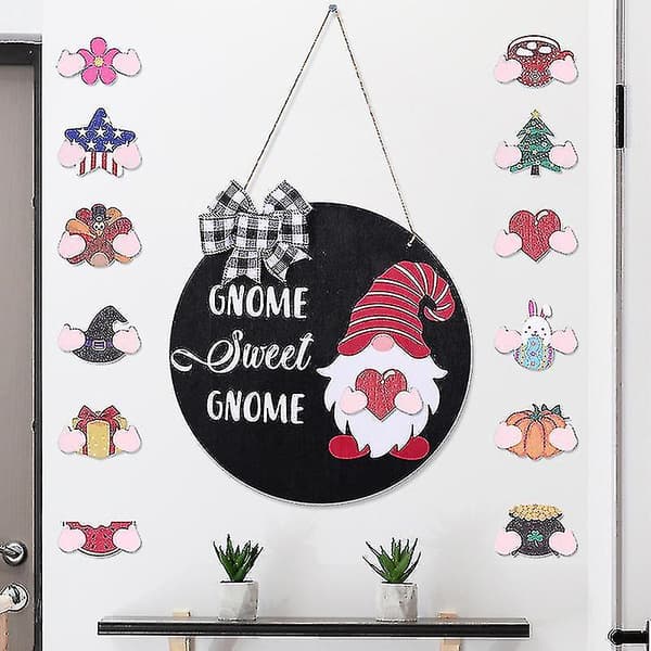 Rund Tomte Hängande Prydnad DIY Trähänge Rustik Dörr S DXGHC