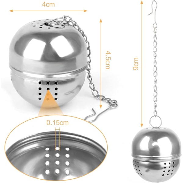 6 stk. Teekugle-si, 304 Rustfrit Stål Te-infuser DXGHC