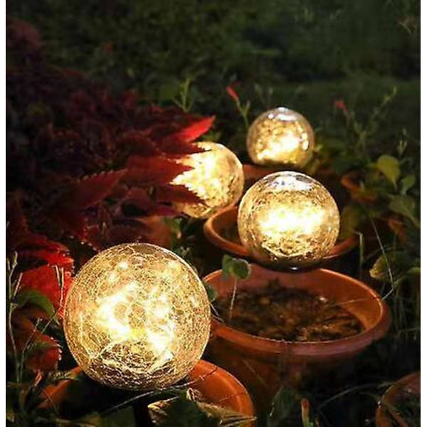 Solcellelamper, Led Crackle Ball 2 stk Udendørs Belysning Til Have,
