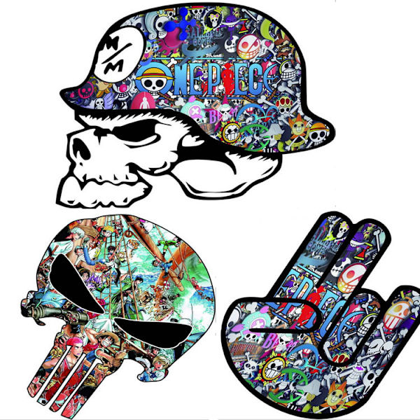 2 stk. Bilsticker, motorcykel, graffiti, kranium, spøgelse, klo