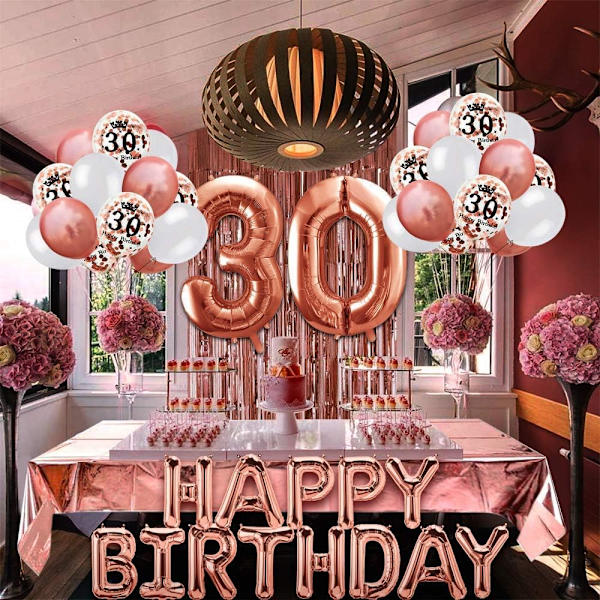 30 års fødselsdag pynt, frynseforhæng, Happy Birthday banner