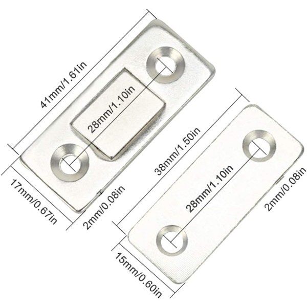 Magnetisk lås 8 stk. Ultratynn magnet dør skap lim