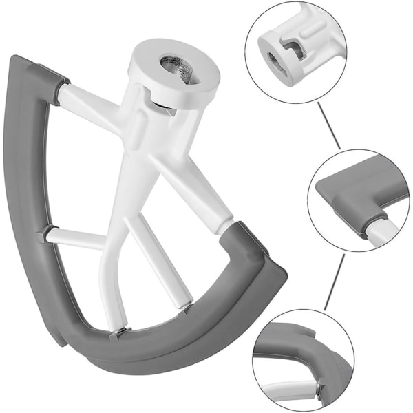 Flex Edge Visp, Mixertillbehör, Tillbehör till Mixer, Passar Tilt-Head Stativmixer Skålar för 4,5-5 Kvarts Skålar, Visp Med