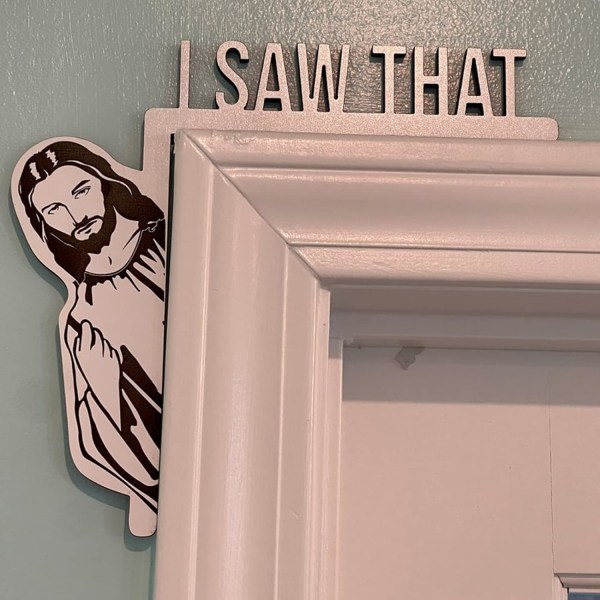 2 KPL Jeesus, NÄIN TÄMÄN Hauskan kodin sisustuksen ovenvahti Wood Frame Co