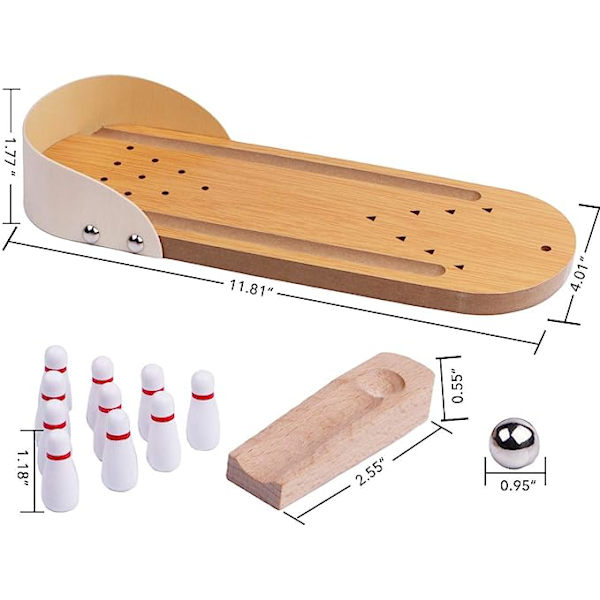Bordspel Mini Bowling Set - Bordbräde i Trä Mini Arkad