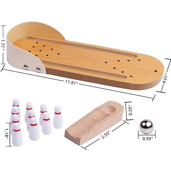 Bordspill Mini Bowlingsett - Bordplate i Tre Mini Arkadespill