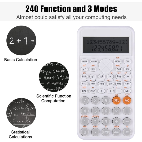 Vetenskaplig Kalkylator, Slank och Bärbar, Två-Raders Display, Multi