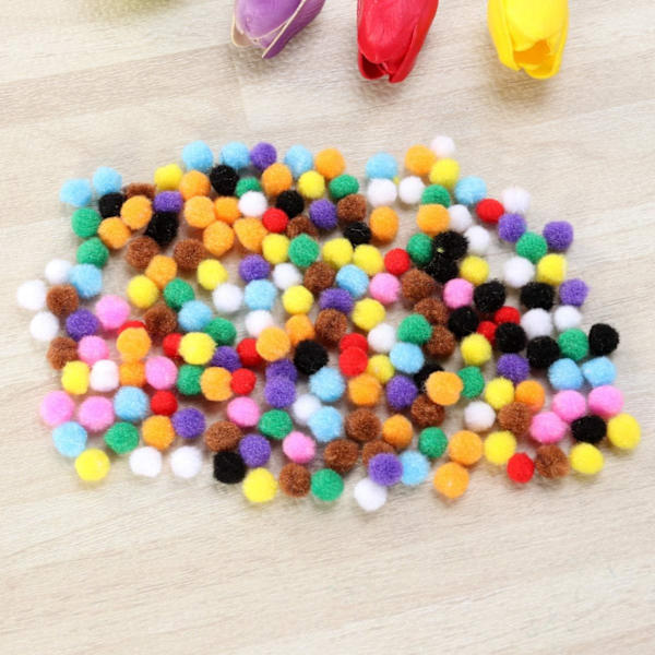 10 mm 300 kpl (sekoitettu väri) pom-pomit käsitöihin moniväriset pom-pomit