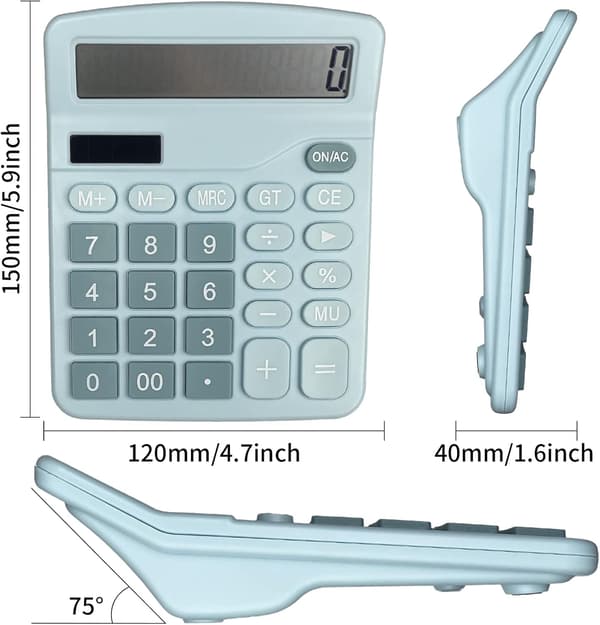 Studentkalkylator, 12-siffrig LCD Stor Skärm Sol Drivs Desktop Kalkylator