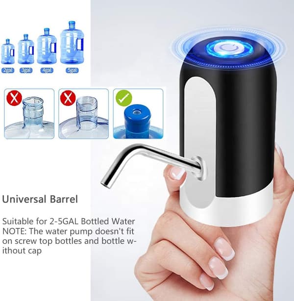 5 Gallons Vattenflaskedispenser, USB Laddningsbar Vattenflaskepumps