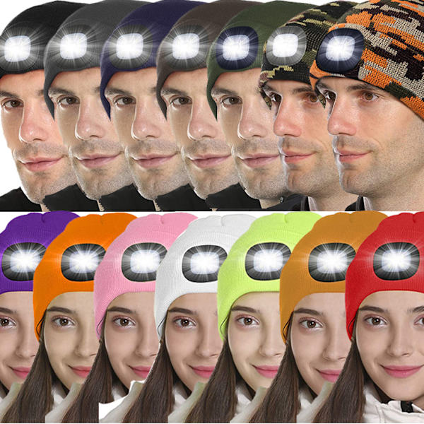 Led vinterstrikket lue med opplyst fiskehatt opplyst hiki3
