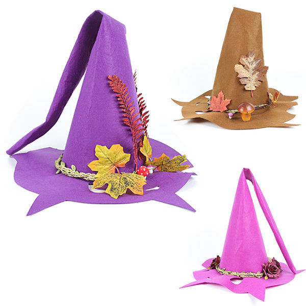 3 stk. Halloween Påske Hexehat Troldmand Hexe Spids Applikation Lo
