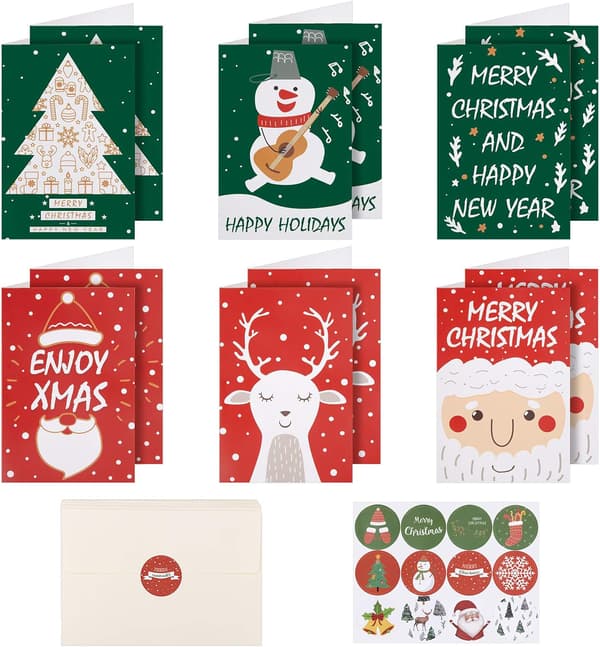 24 Pakk DIY Julekort, Tilpassbare Julehilsener DXGHC