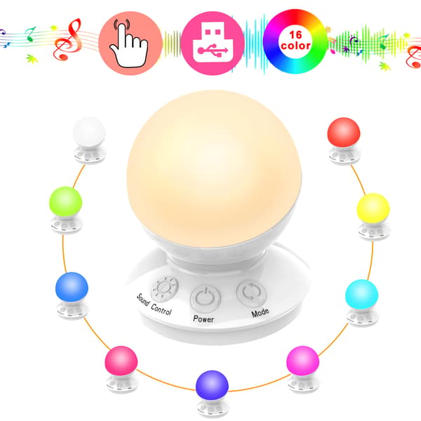 LED nattlys med stemmestyring, RGB-festivallys, pustende lampe, Lear