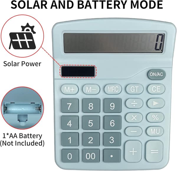 Studentkalkylator, 12-siffrig LCD Stor Skärm Sol Drivs Desktop Kalkylator