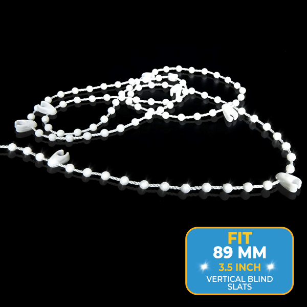 Vertikaaliset kaihtimet 10 metriä 100 klipsua, pohjaketju 3,5 tuuman/89 mm lamelleille, A
