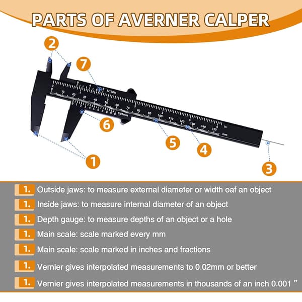 Plast Vernierkaliper, 150mm Mini Vernierkaliper Dobbel Skala