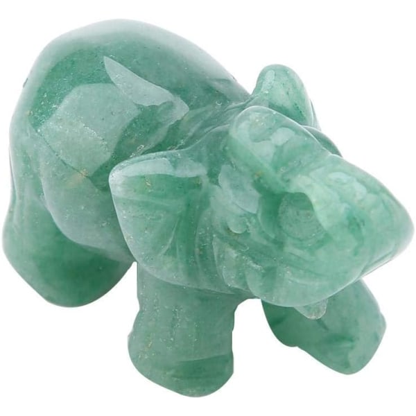 Kristall elefantfigurer, 2 tums naturliga jade snidade elefant Ho