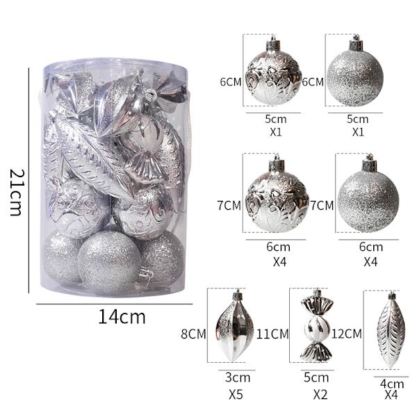 21 stk Julekule Ornamenter - Glitter Dekorert Julekule