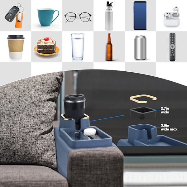 Halksäker Silikon Soffa Koppmuggbricka med Koppmugg, Recliner