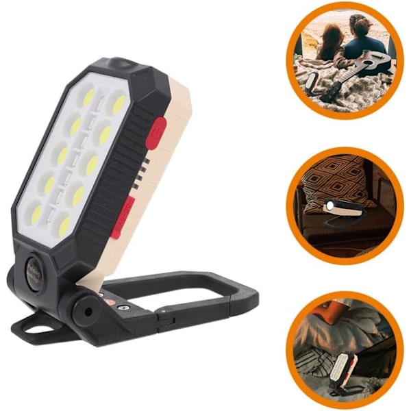 Bærbar LED-campinglampe for utendørs, oppladbar, COB