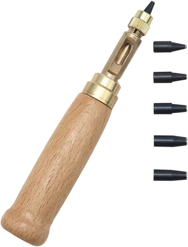 Håndstans Sæt med 6 Spidser til Læder, Papir, Bog, Håndværk - 1,5 mm