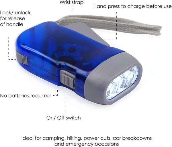 Käsikäyttöinen taskulamppu - Puutarhatarvikkeet - 3 LED-dynamo taskulamppu