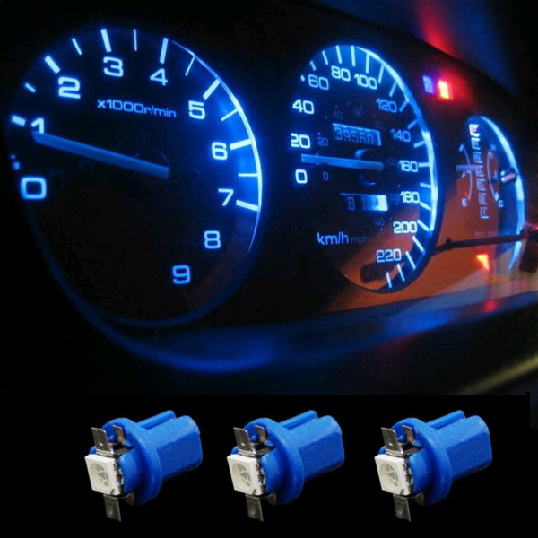 10 stk T5 B8.5D 5050 SMD Blå Bil LED Instrumentlys