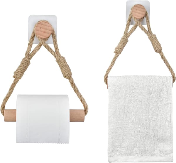 Selvklæbende Toiletpapirholder, Badeværelsespapirholder Træ Ro