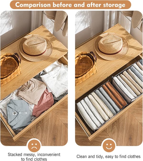 (Grå, 7 Rækker + 7 Rækker + 9 Rækker) Jeans Opbevaringsboks, 3 Dele Dr