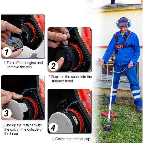4 st Universal Gräsklippartrådsspole Nylon Trimmer Ersättning