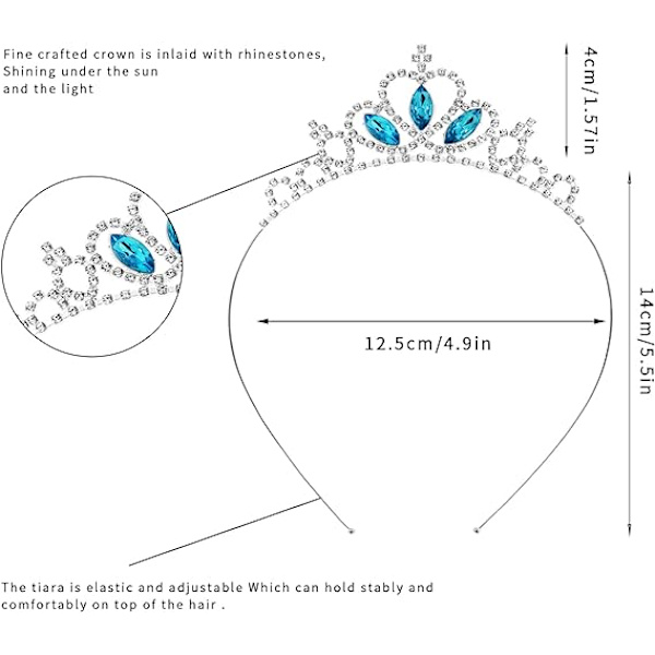 2 kpl Prinsessan kruunu hiusnauha tytön tiara hiusnauha tiara Rhin