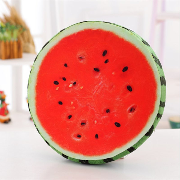 Plushkudde i Fruktform Mjuk Rund Heminredning Leksak Vattenmelon (3