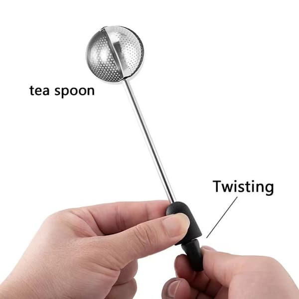 （Sort）Original te-infuser, rustfrit stål roterende kugle, ergonomisk