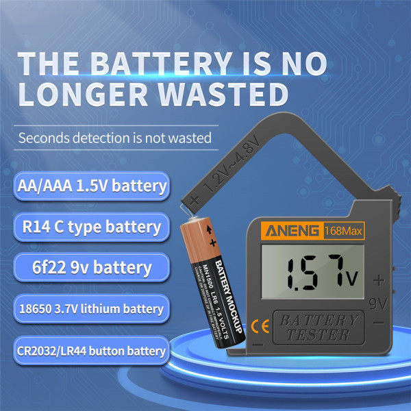 168Max Digital Lithium Batteri Kapasitet Tester Universal Test Che