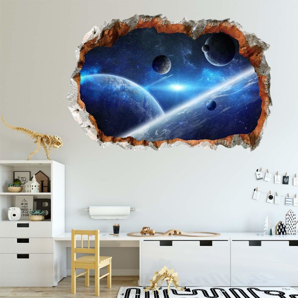 3D Planet Universe Galaxy Outer Space Väggdekal Rymdfarkost Astro