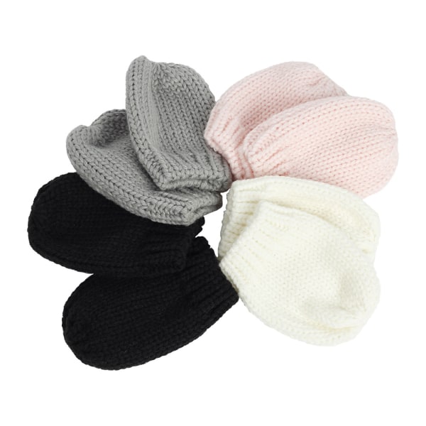 Babyhatt och Vantar Baby Flicka Pojke Beanie Set Stickad Vinter H DXGHC