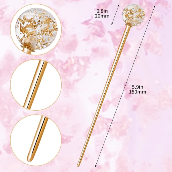 3Pcs Women Lollipop Hair Sticks, Elegant Planet Design Round Ball