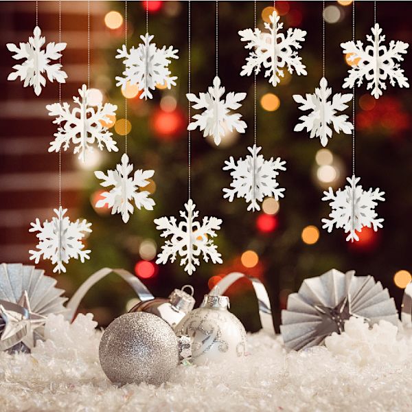 24 st 3D Snöflinga Charm Hängande Charm Julgran Charm Fest