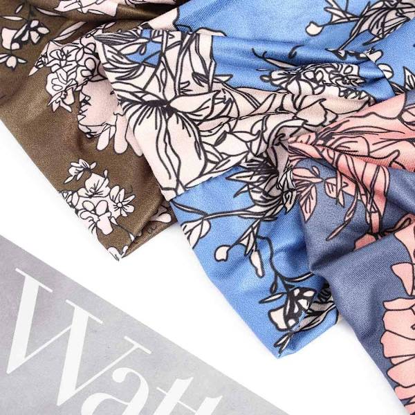 Boho Yoga Pandebånd Brede Elastiske Pandebånd Blå Hårbånd Blomst
