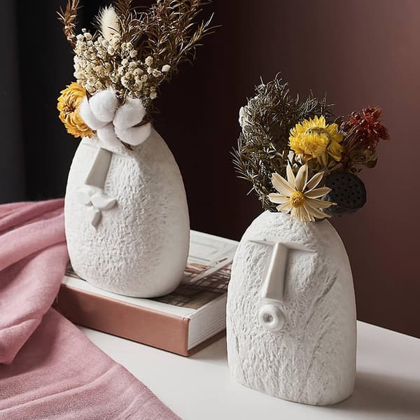 Heminredning Keramisk vas Blomsterarrangemang Ansiktsdesign L DXGHC