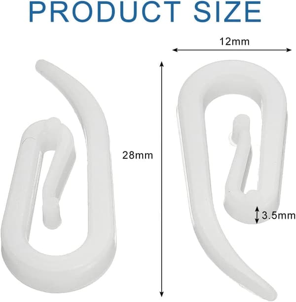 Gardinskinne-krog, 100 stk. Hvide Plastik Gardinkroge, Curta DXGHC