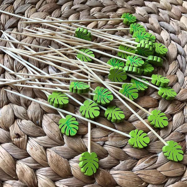 200 st Bambupinnar Buffé Tropiska Blad Cupcake Frukt Kompat DXGHC