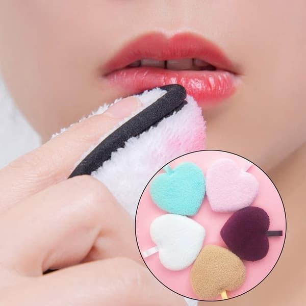 Hjerteformet Puff Genanvendelig Puff 5 Stk Vaskbar Mikrofiber Makeup