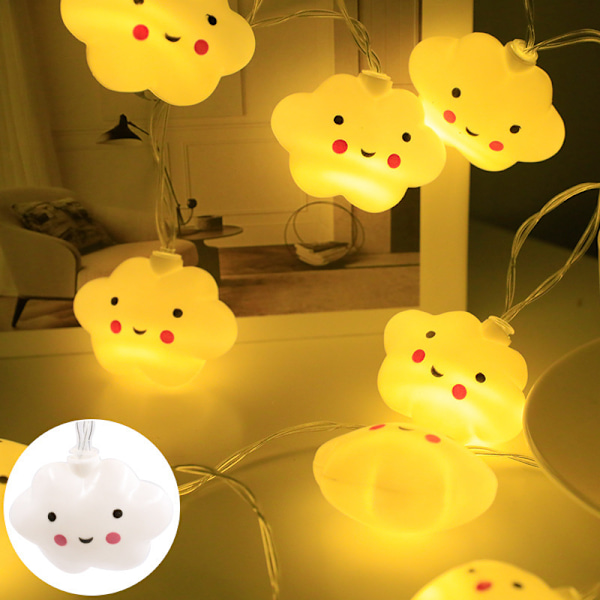 3M 20 LED Smilende Skyer Hvite Feelykter Varmt Hvit Feelykter