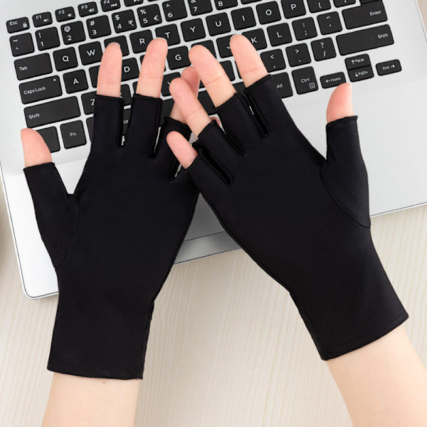 UV-suojaiset jääsilkki-spandex-puolikäsineet manikyyrille